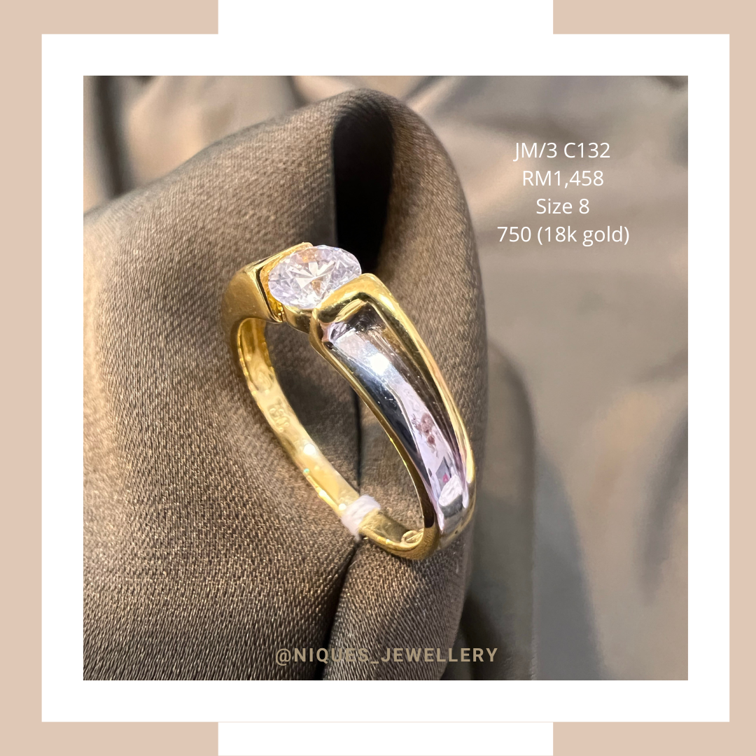 High-polished 2C 1 Stone Ring