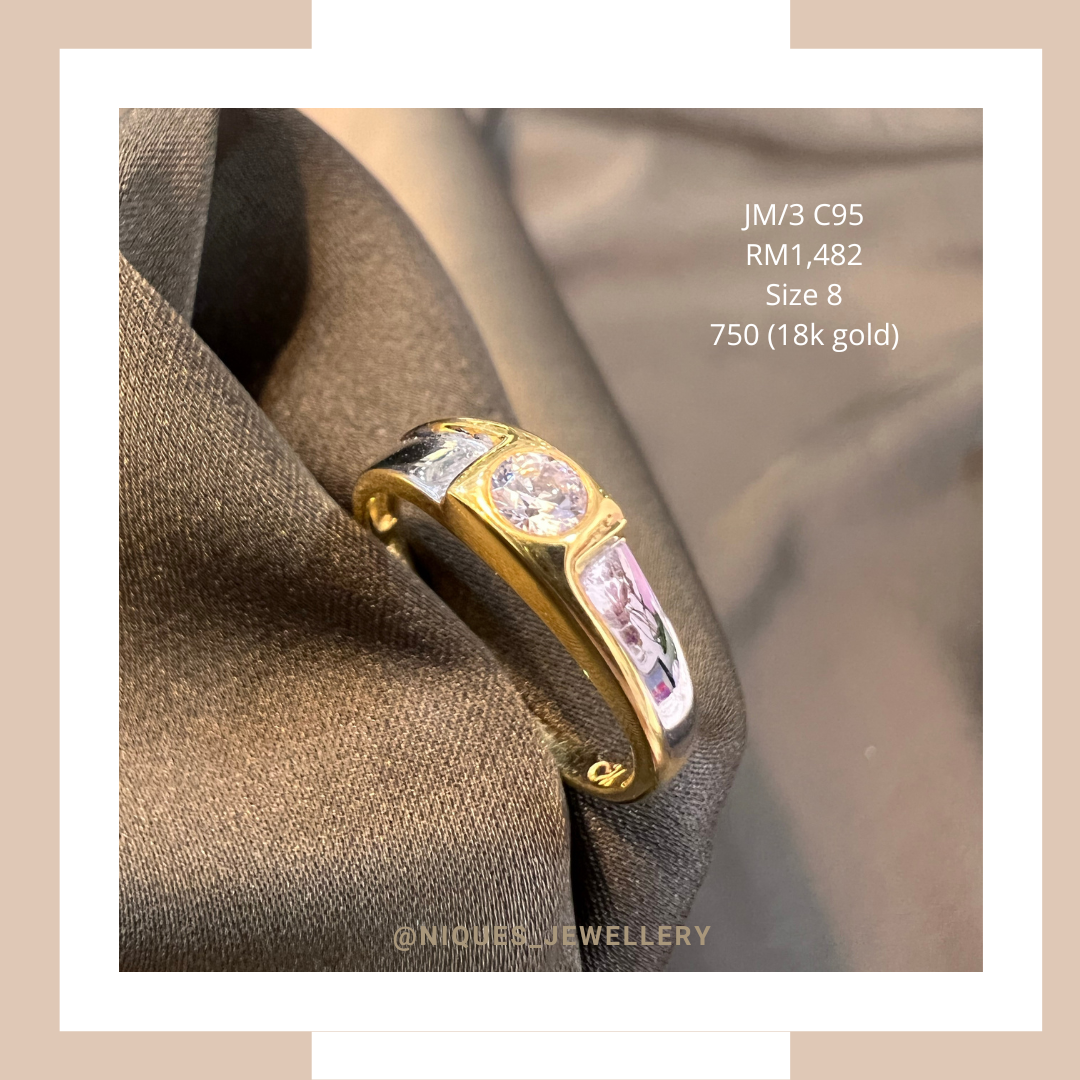 High-polished 2C 1 Stone Ring